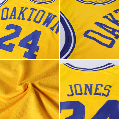 Custom Gold Purple-Silver Gray Authentic Throwback Basketball Jersey