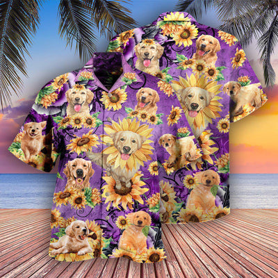 Golden Retriever Be A Sunflower Purple - Hawaiian Shirt - Owls Matrix LTD