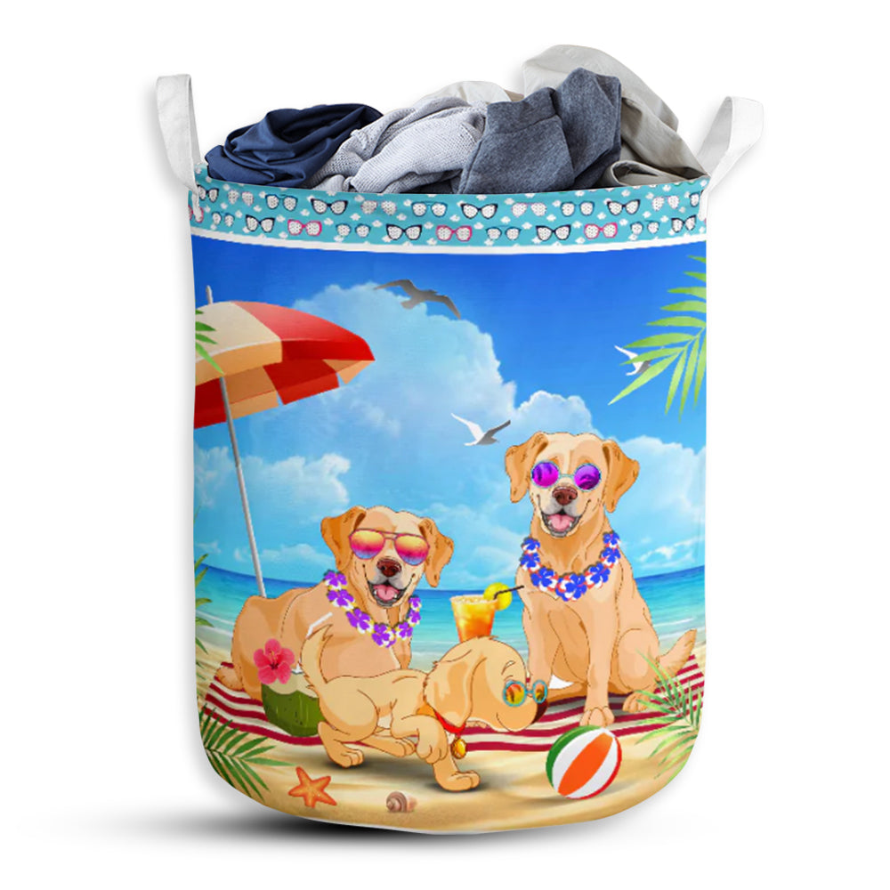 Golden Retriever Beach Summer - Laundry Basket - Owls Matrix LTD