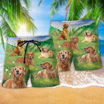 Golden Retriever Love Play Dogs - Beach Short - Owls Matrix LTD