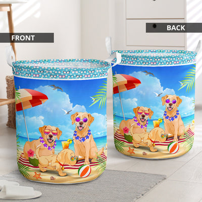 Golden Retriever Beach Summer - Laundry Basket - Owls Matrix LTD