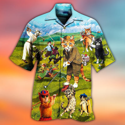 Golf Cats That What I Do I Play Golf And I Know Thing - Hawaiian Shirt - Owls Matrix LTD