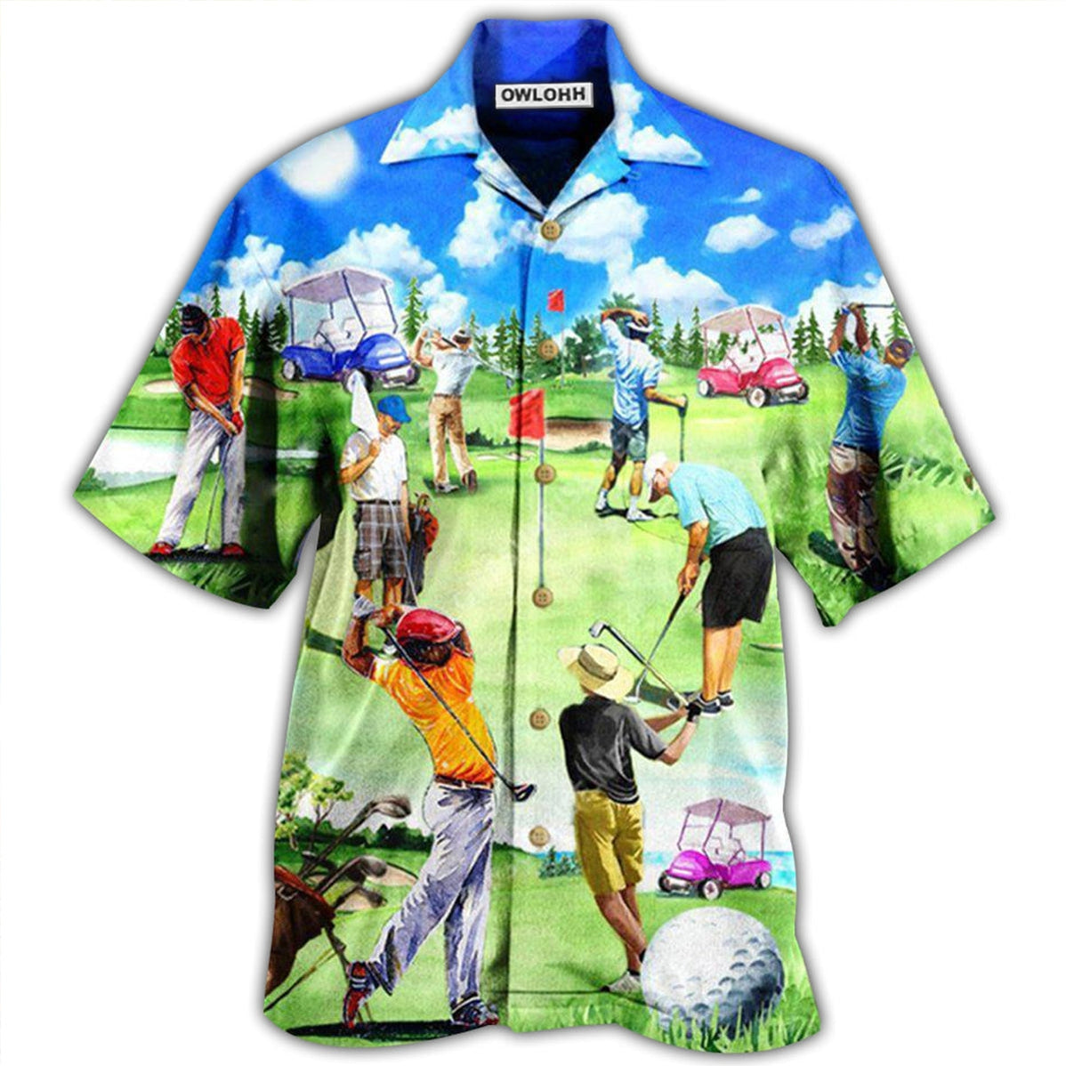 Hawaiian Shirt / Adults / S Golf Eat Sleep Golf Repeat - Hawaiian Shirt - Owls Matrix LTD