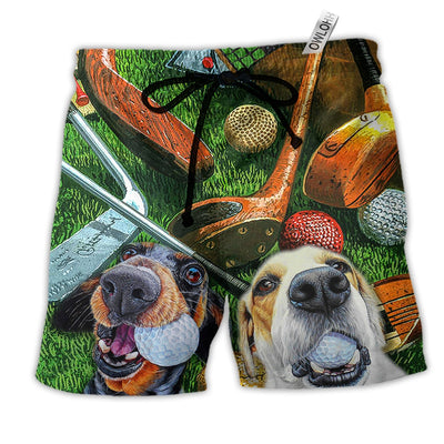 Beach Short / Adults / S Golf Style Funny Dog Colorful - Beach Short - Owls Matrix LTD