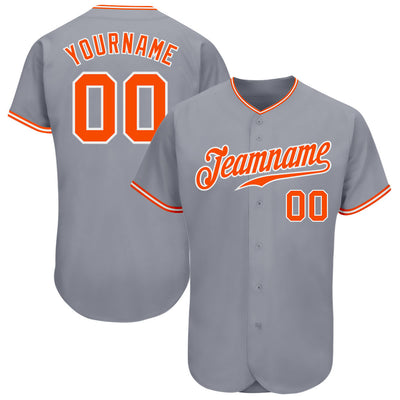 Custom Gray Orange-White Authentic Baseball Jersey - Owls Matrix LTD