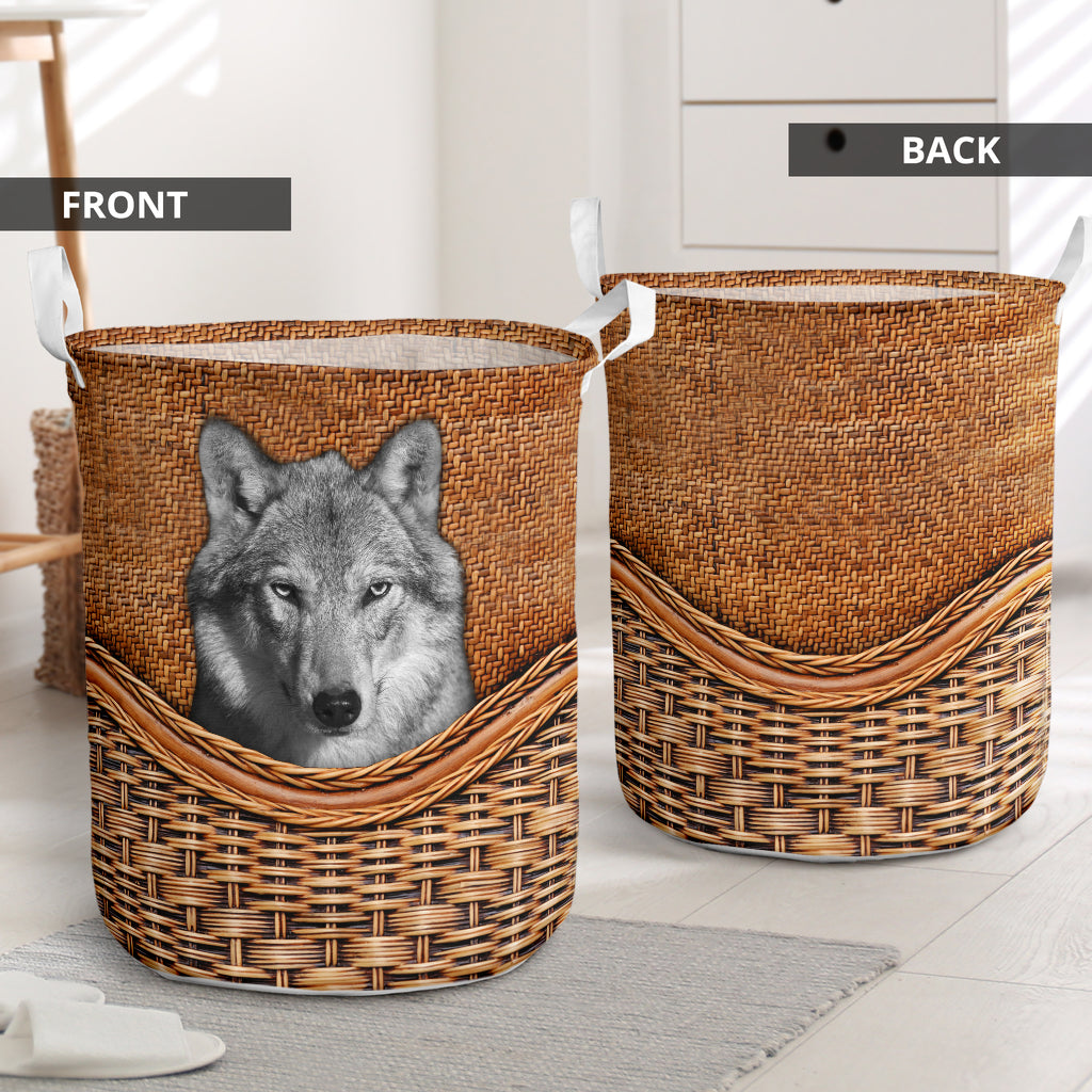Gray Wolf Rattan Teaxture - Laundry Basket - Owls Matrix LTD