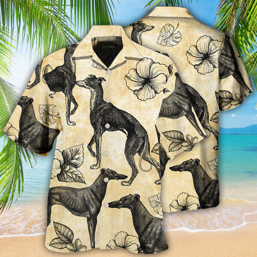 Greyhound Tropical Floral I Love That - Hawaiian Shirt - Owls Matrix LTD