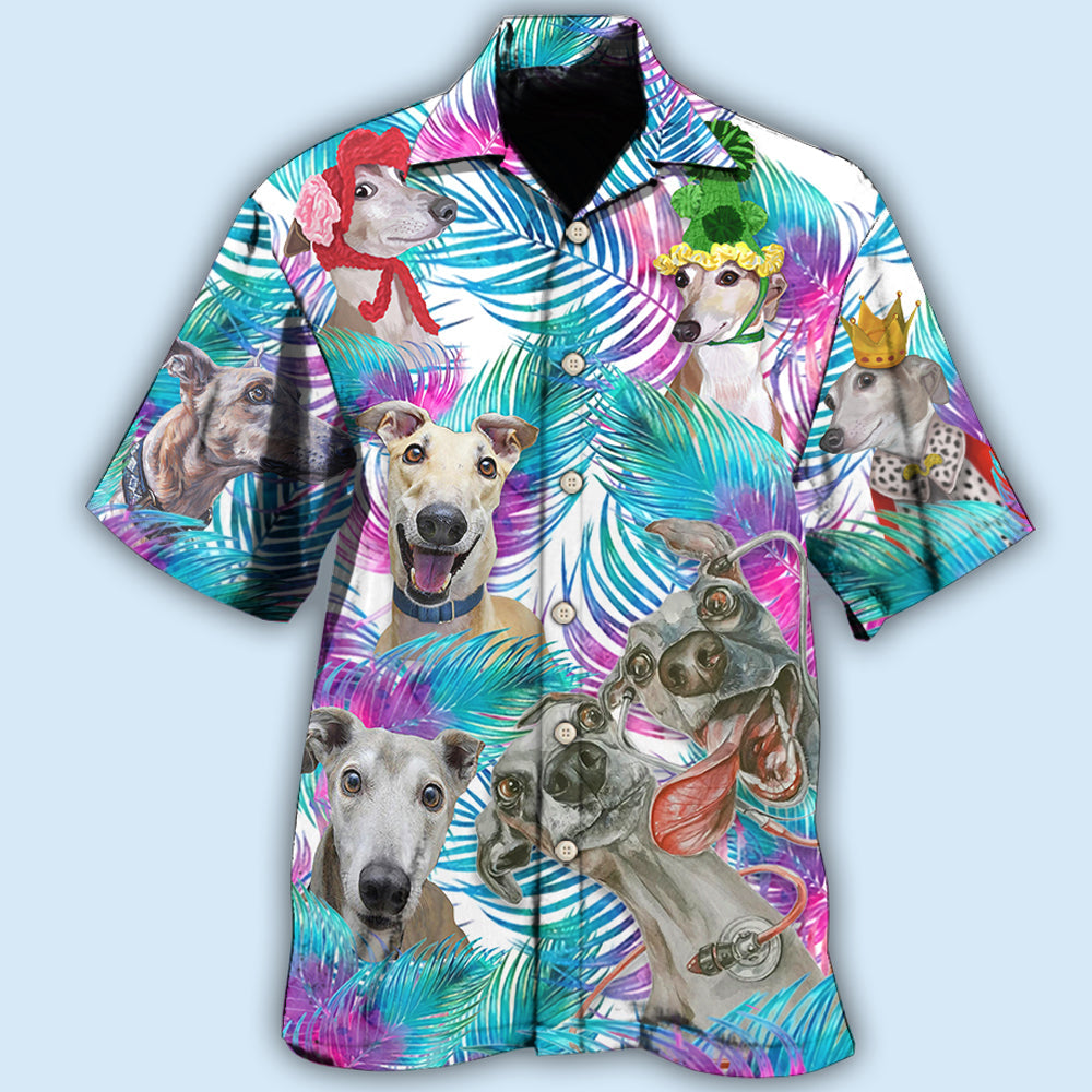 Greyhound Tropical Leaf Style - Hawaiian Shirt - Owls Matrix LTD