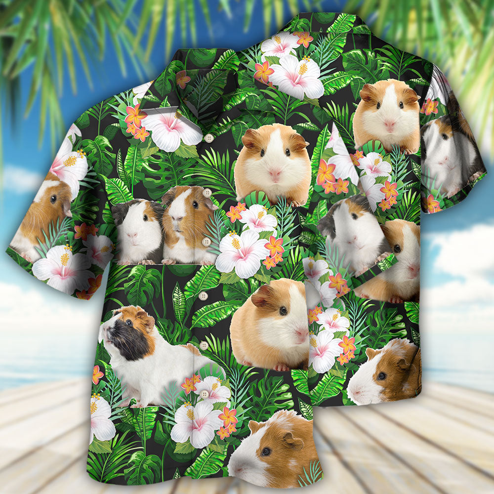 Guinea Pig Green Tropical Leaf - Hawaiian Shirt - Owls Matrix LTD