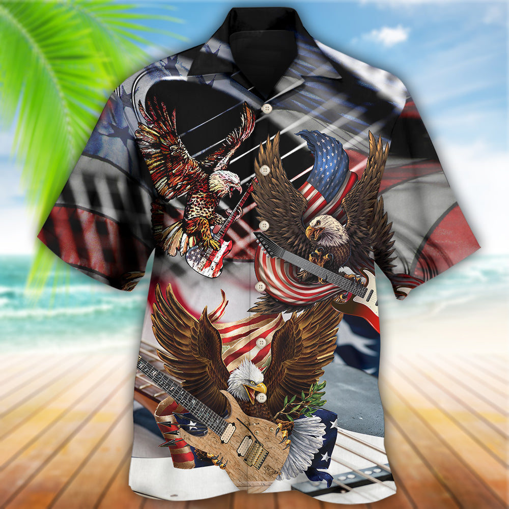 Guitar Independence Day Eagle - Hawaiian Shirt - Owls Matrix LTD