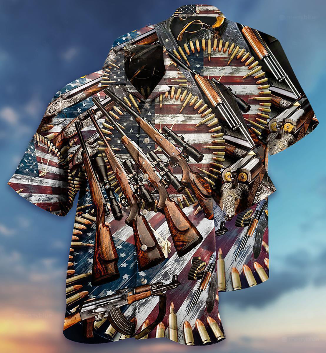 Gun Make No Mistake About It, It's American Control - Hawaiian Shirt - Owls Matrix LTD