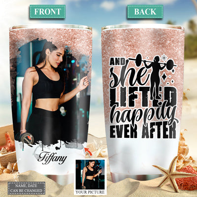 Gym Girl And She Lifted Happily Ever After Custom Photo - Tumbler - Owls Matrix LTD