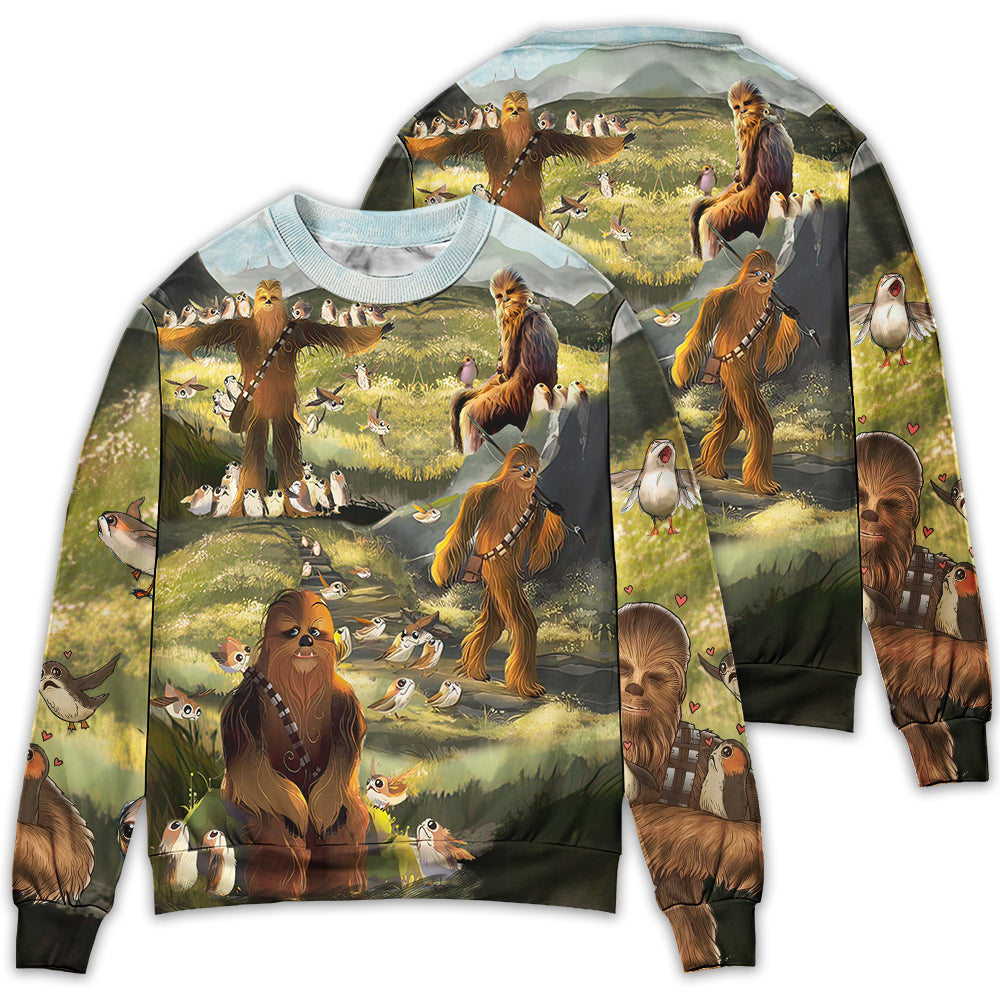 Star Wars The Last Jedi Chewbacca & Porgs - Sweater