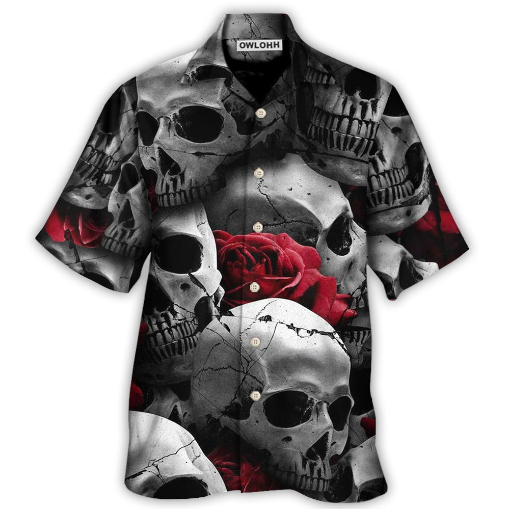 Hawaiian Shirt / Adults / S Skull Death Love Rose - Hawaiian Shirt - Owls Matrix LTD