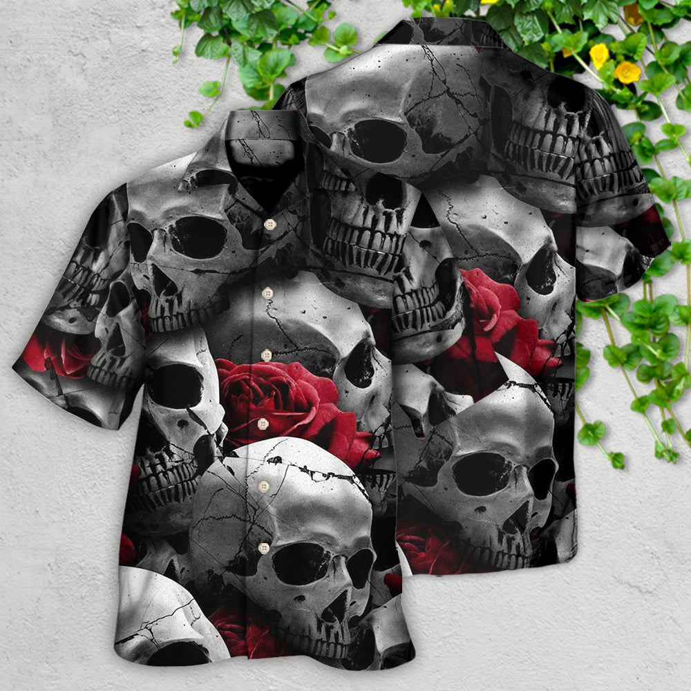 Skull Death Love Rose - Hawaiian Shirt - Owls Matrix LTD