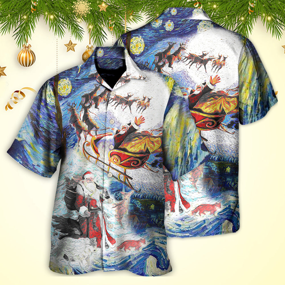 Christmas Friendly Santa With Animals - Hawaiian Shirt - Owls Matrix LTD