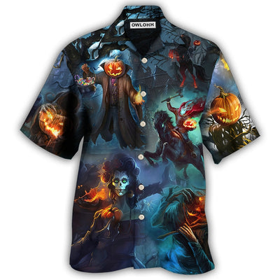 Hawaiian Shirt / Adults / S Halloween Skull Pumpkin Scary Sky Night - Hawaiian Shirt - Owls Matrix LTD