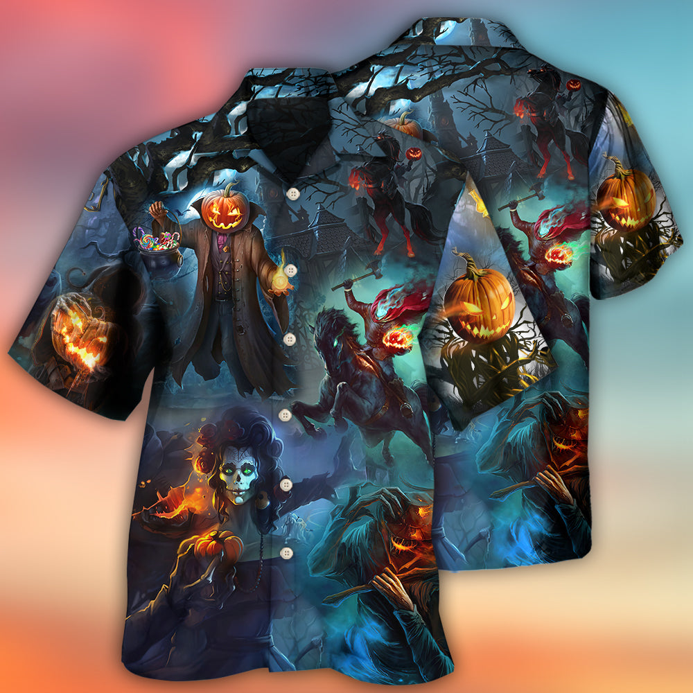 Halloween Skull Pumpkin Scary Sky Night - Hawaiian Shirt - Owls Matrix LTD