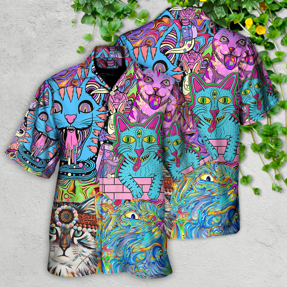 Hippie Cat Wonderful World - Hawaiian Shirt - Owls Matrix LTD