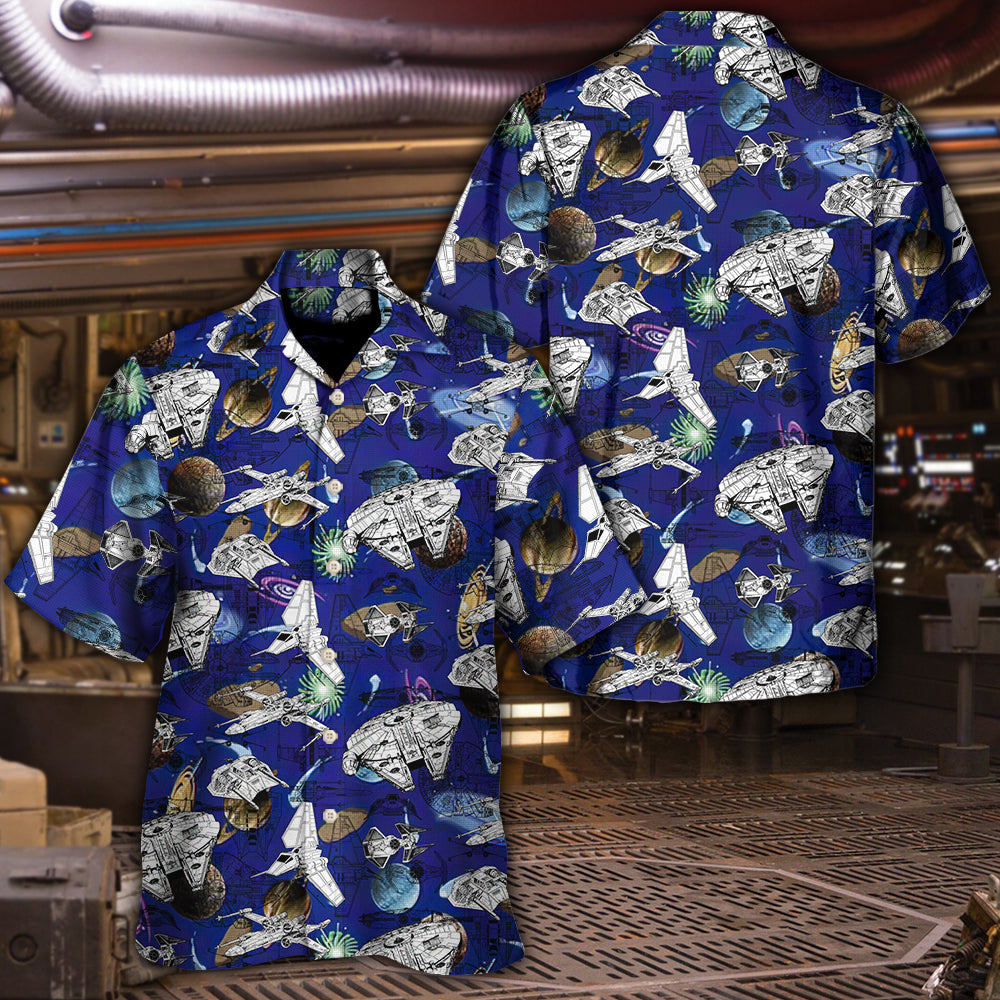 Star Wars Ship Schematic Galaxy - Hawaiian Shirt