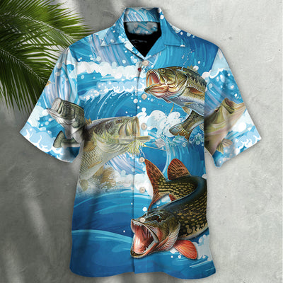 Fishing Blue Wave Style - Hawaiian Shirt - Owls Matrix LTD