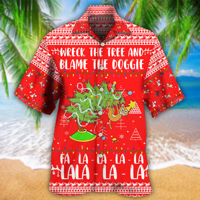 Cat Wreck The Tree Christmas Red Style - Hawaiian Shirt - Owls Matrix LTD