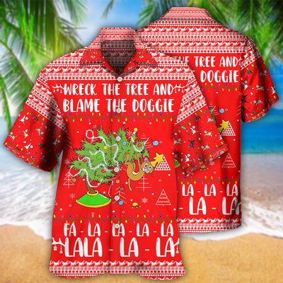 Cat Wreck The Tree Christmas Red Style - Hawaiian Shirt - Owls Matrix LTD