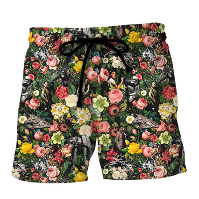 Star Wars And Floral Pattern - Beach Short