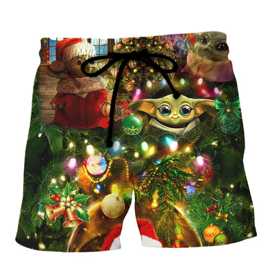 Christmas Star Wars Baby Yoda Season’s Greetings - Beach Short