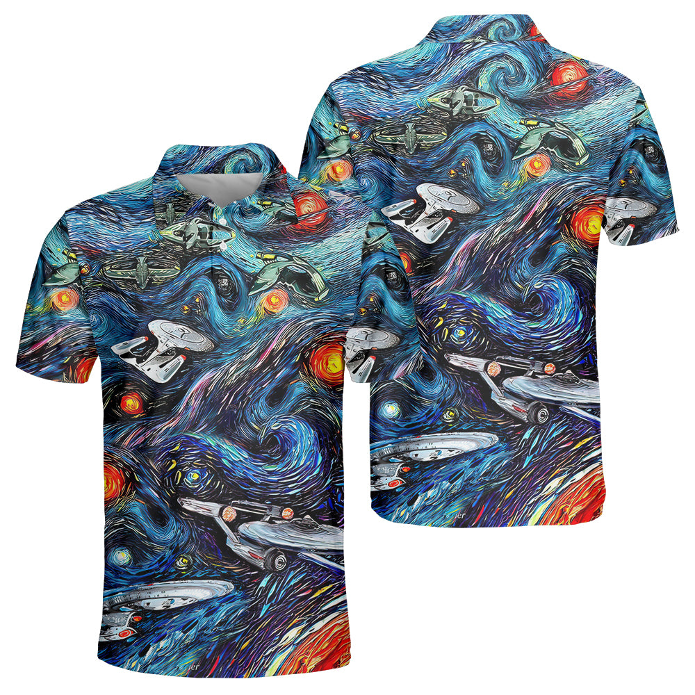Star Trek Starry Night Fantaxy Ships - Polo Shirt