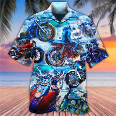 Motorcycle Let's Take A Ride To The Beach Blue Style - Hawaiian Shirt - Owls Matrix LTD