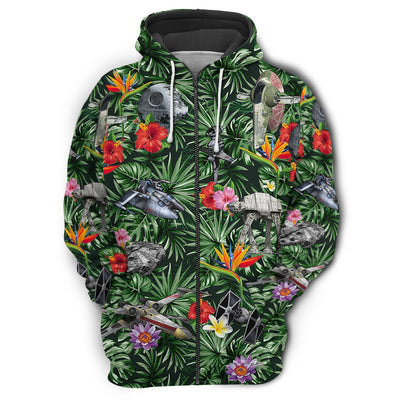 Star Wars Space Ships Tropical Forest - Hoodie
