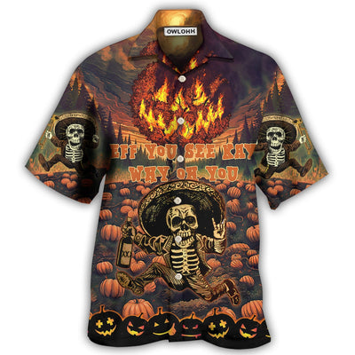 Hawaiian Shirt / Adults / S Halloween Eff You See Kay Why Oh You In Fire - Hawaiian Shirt - Owls Matrix LTD