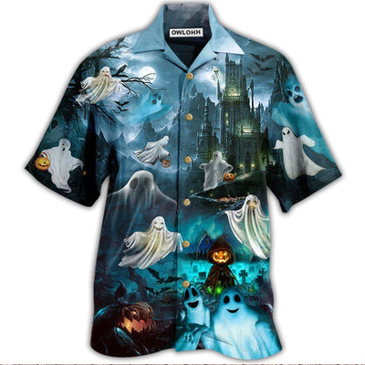 Hawaiian Shirt / Adults / S Halloween Night Say Boo And Scary On - Hawaiian Shirt - Owls Matrix LTD