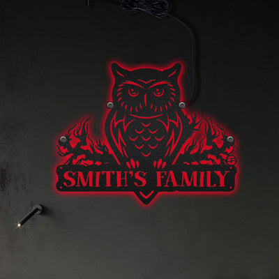 Halloween Owl Metal Art Amazing Personalized - Led Light Metal - Owls Matrix LTD
