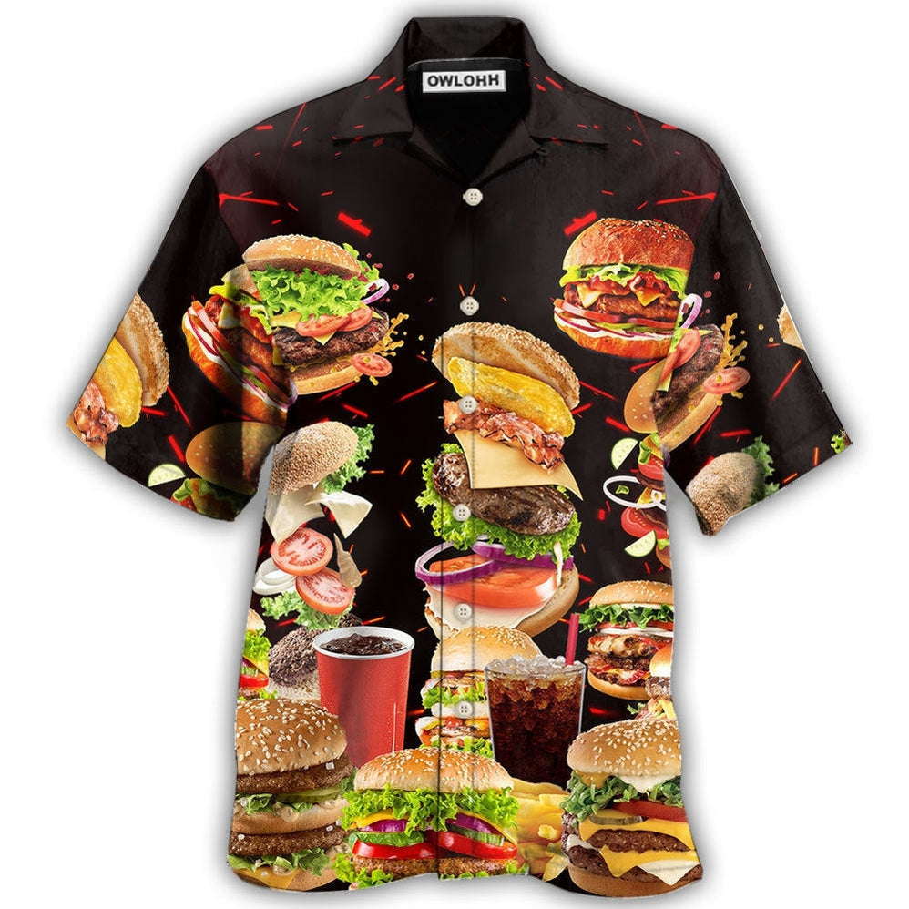 Hawaiian Shirt / Adults / S Food Hamburger Fast Food Lover - Hawaiian Shirt - Owls Matrix LTD