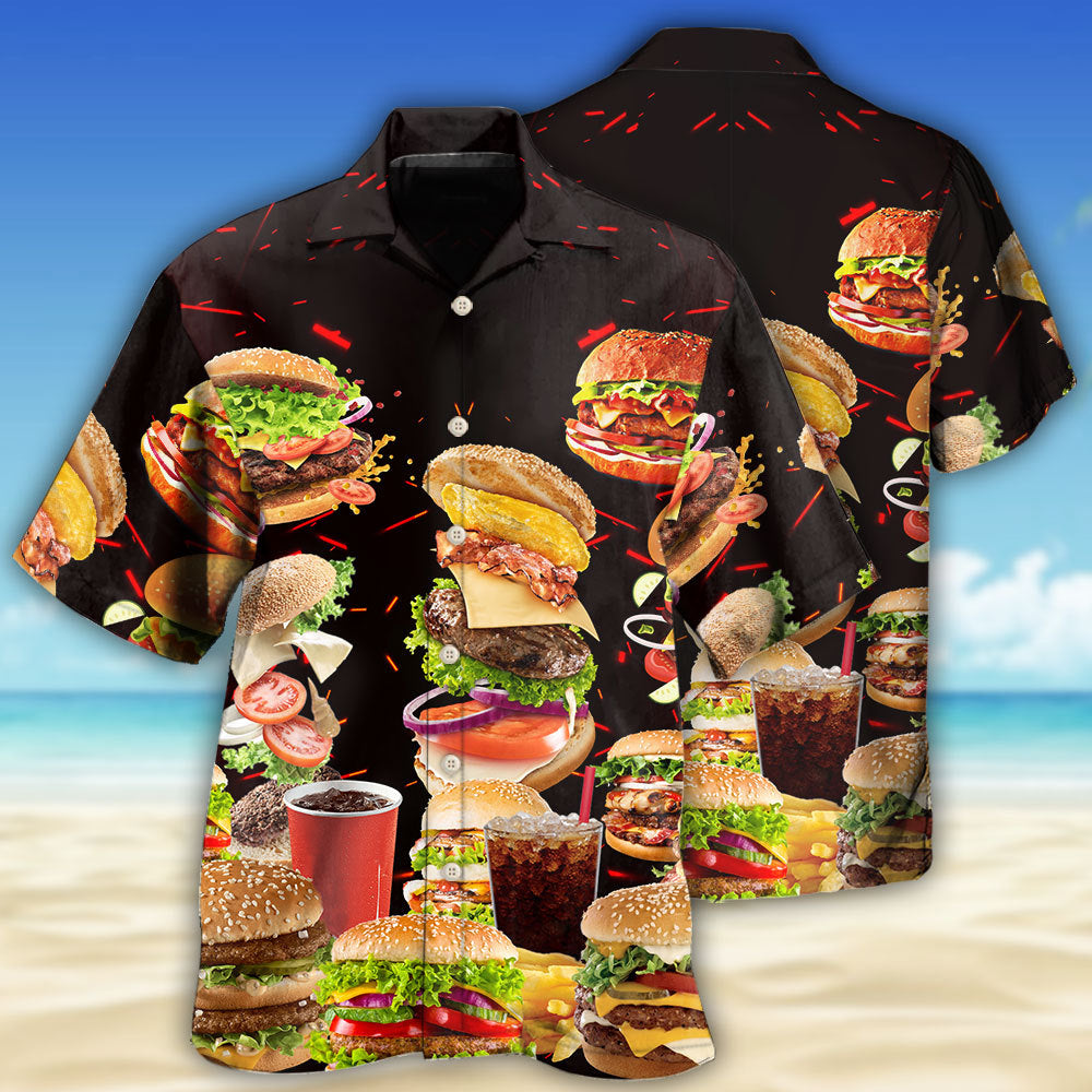 Food Hamburger Fast Food Lover - Hawaiian Shirt - Owls Matrix LTD