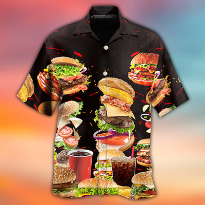 Food Hamburger Fast Food Lover - Hawaiian Shirt - Owls Matrix LTD