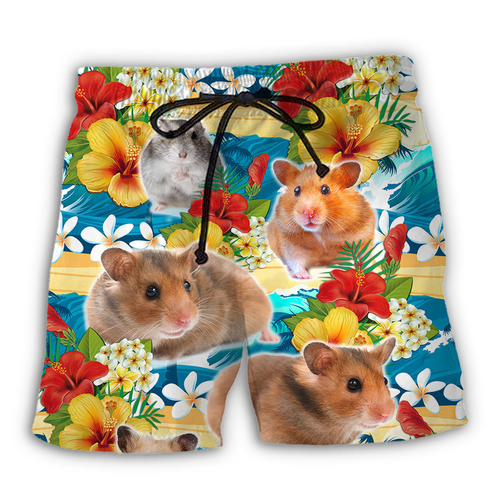Beach Short / Adults / S Hamster Love Tropical Flowers - Beach Short - Owls Matrix LTD