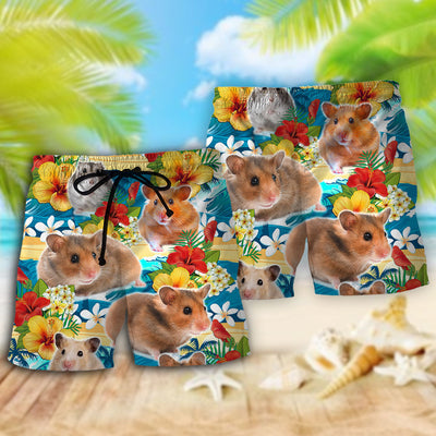 Hamster Love Tropical Flowers - Beach Short - Owls Matrix LTD