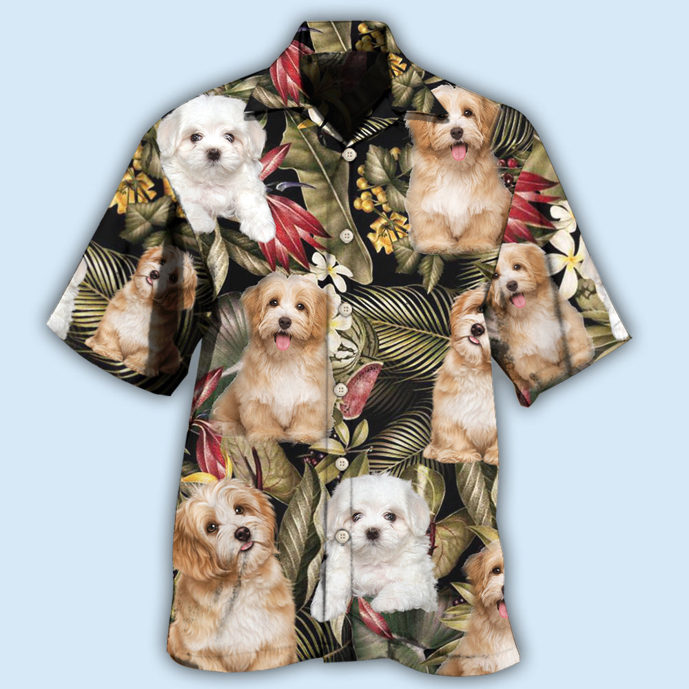 Havanese Dog Tropical Leaf Style - Hawaiian Shirt - Owls Matrix LTD