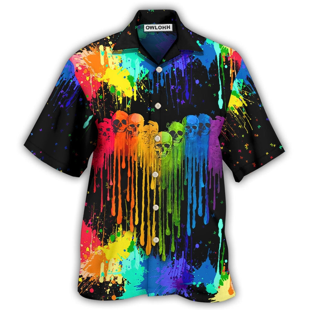 Hawaiian Shirt / Adults / S LGBT Heart Skull Style - Hawaiian Shirt - Owls Matrix LTD
