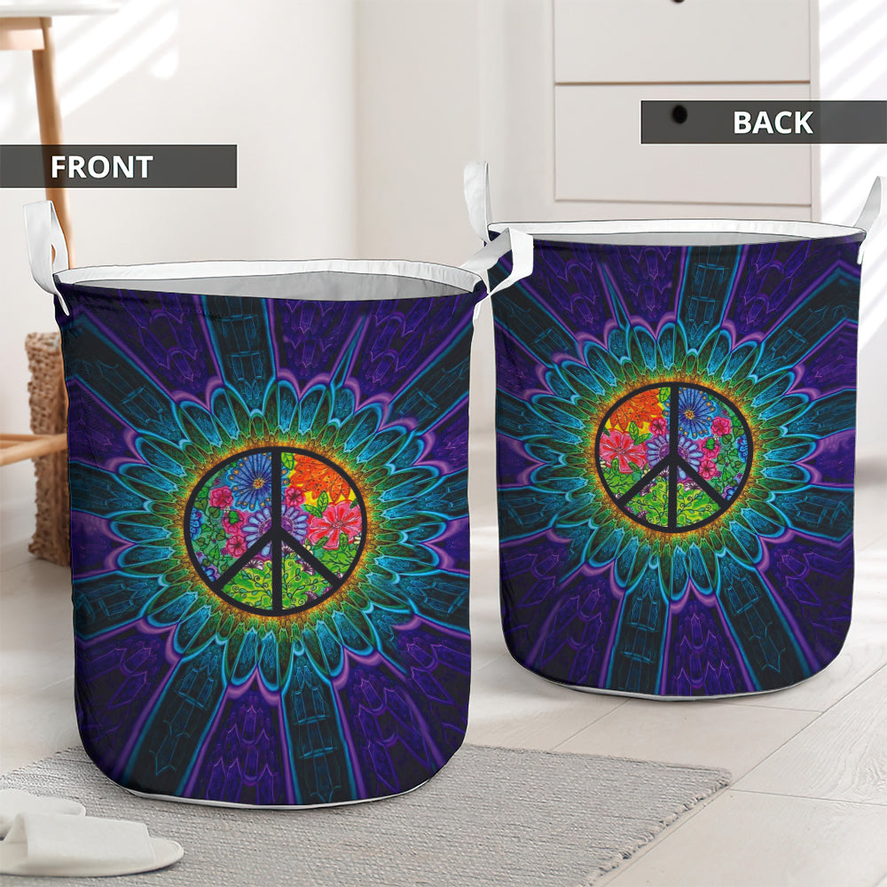 Hippie Sign Purple Basic Style - Laundry Basket - Owls Matrix LTD