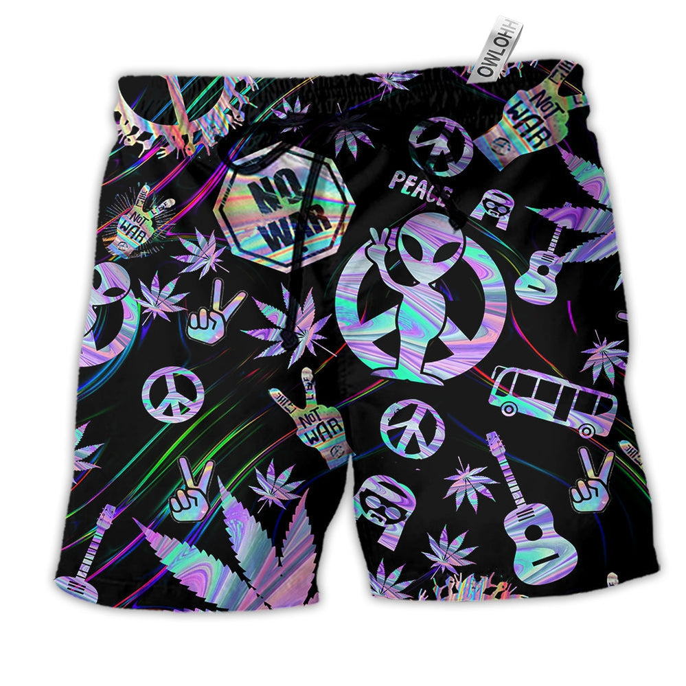 Beach Short / Adults / S Hippie Alien Peace Life So Colorful - Beach Short - Owls Matrix LTD