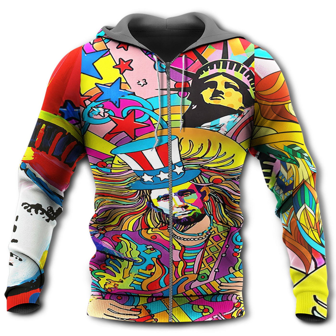 Zip Hoodie / S Hippie America So Colorful - Hoodie - Owls Matrix LTD