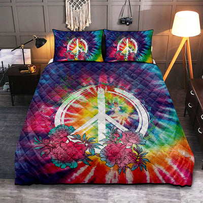 Hippie And Flowers Amazing Color Style - Quilt Set - Owls Matrix LTD