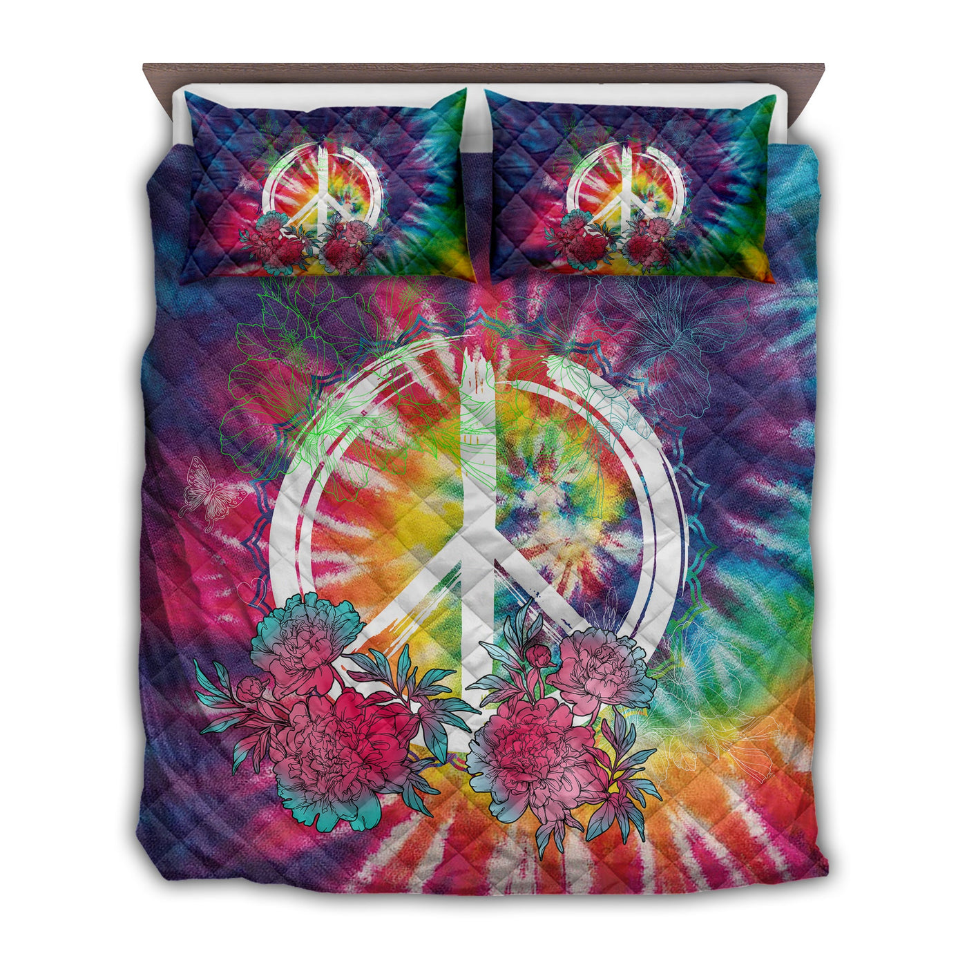 TWIN ( 50 x 60 INCH ) Hippie And Flowers Amazing Color Style - Quilt Set - Owls Matrix LTD