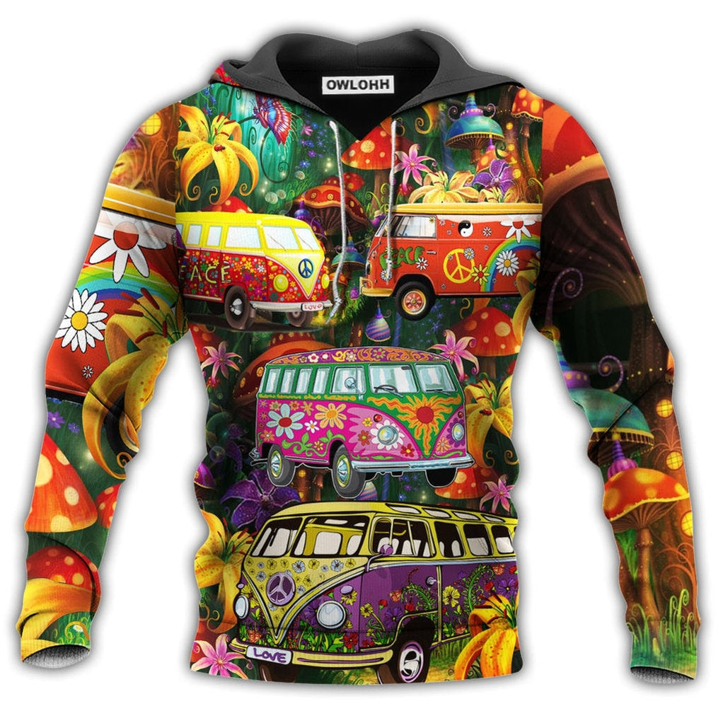 Unisex Hoodie / S Hippie Bus Peace Life Color So Funny - Hoodie - Owls Matrix LTD