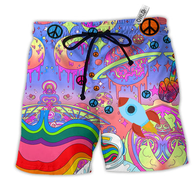 Beach Short / Adults / S Hippie Colorful Planet - Beach Short - Owls Matrix LTD