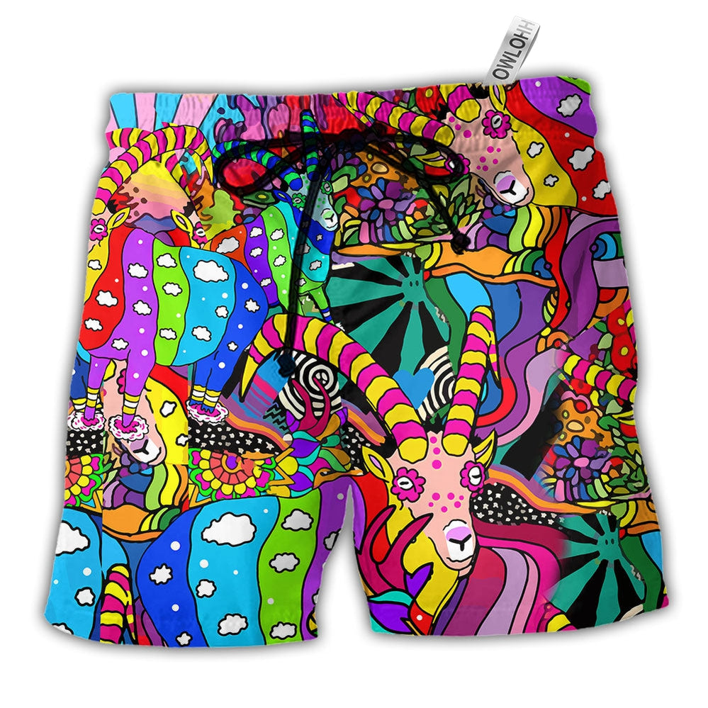 Beach Short / Adults / S Hippie Deer Peace Life Color Style - Beach Short - Owls Matrix LTD